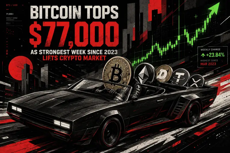 Bitcoin Reclaims $77,000 as Strongest Week Since 2023 Lifts Crypto Market