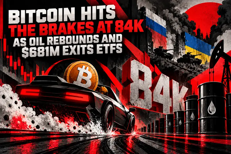 Bitcoin Hits the Brakes at $84K as Oil Rebounds and $681M Exits ETFs