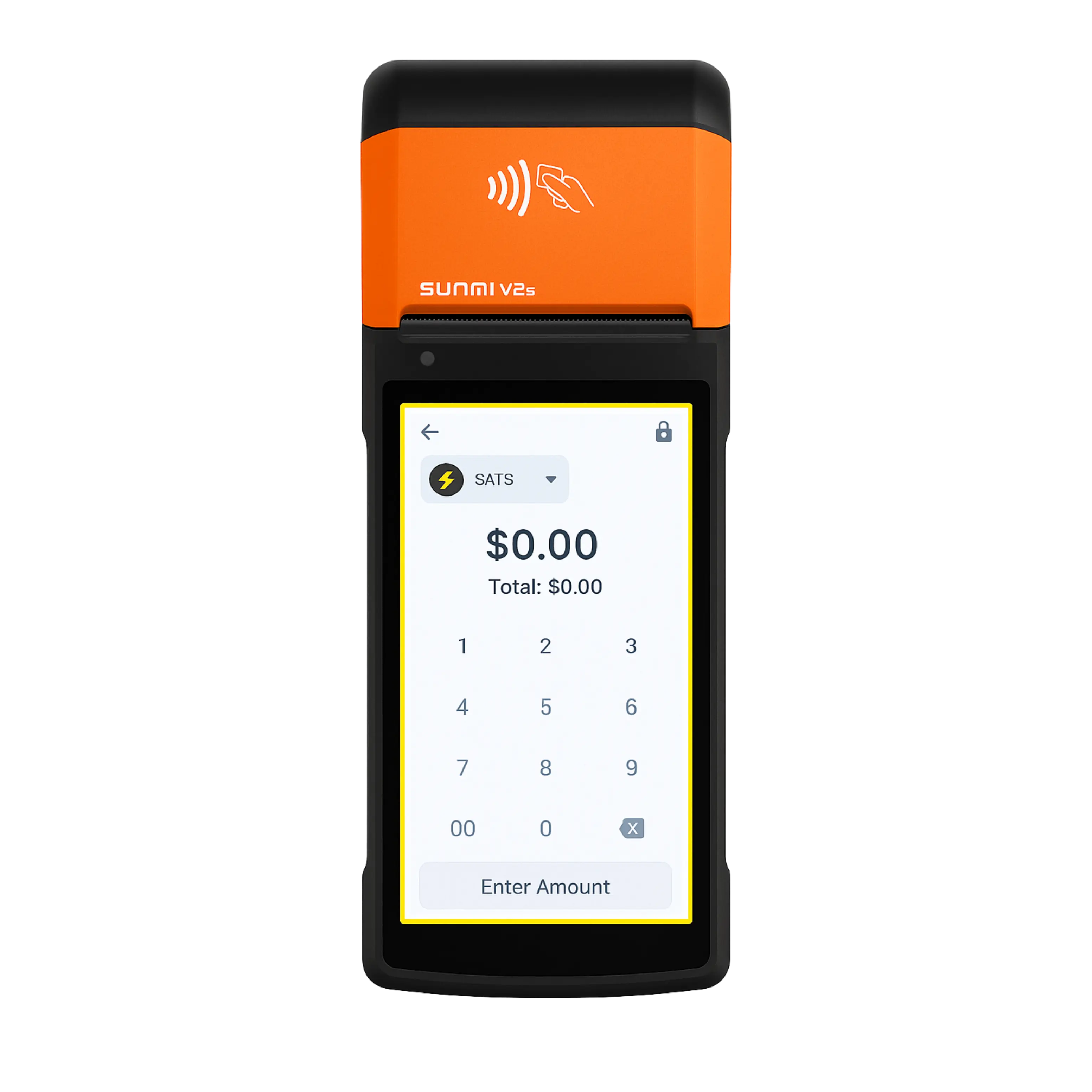 Terminal showing keypad with Enter Amount