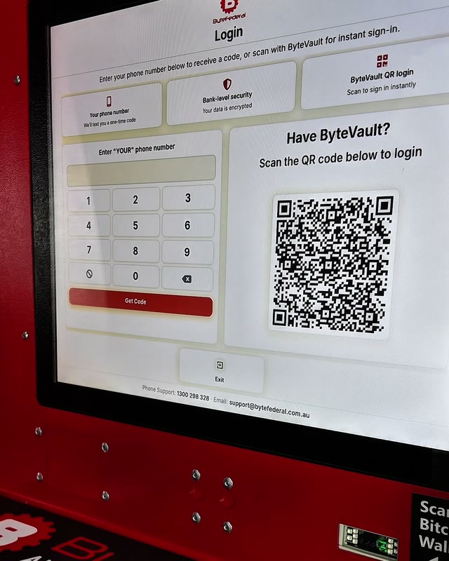 Current Byte Federal Australia ATM login screen for mobile number verification