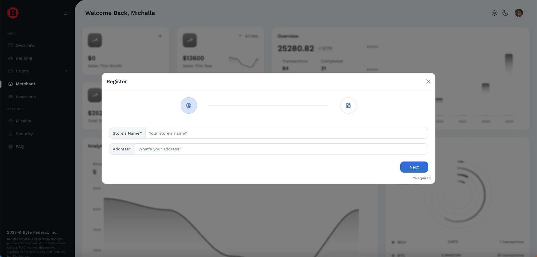 Merchant business name form
